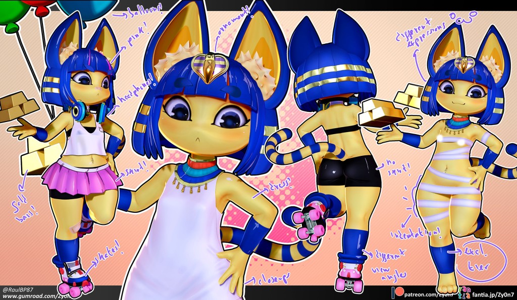 Ankha 3d model set (stl,.sfm&.vrc avatar&.blend)+NEW alt VRC!