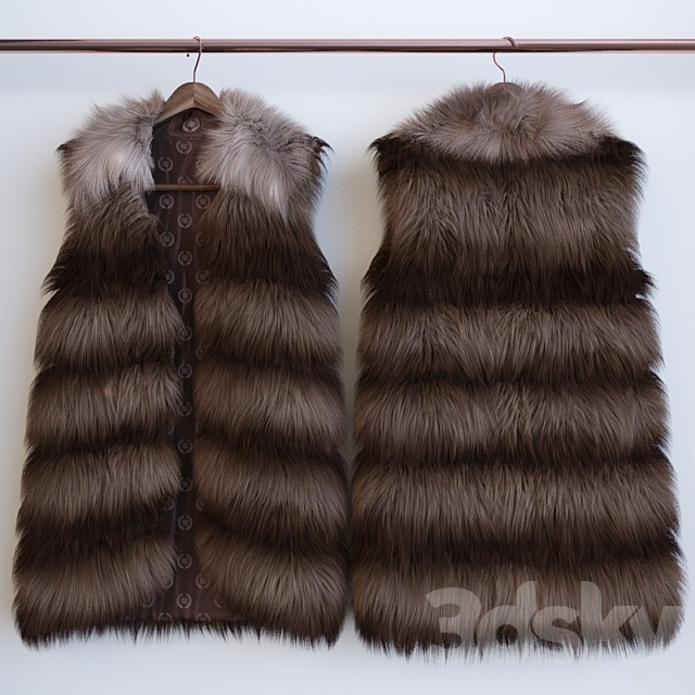fur vest on a hanger and on a dummy