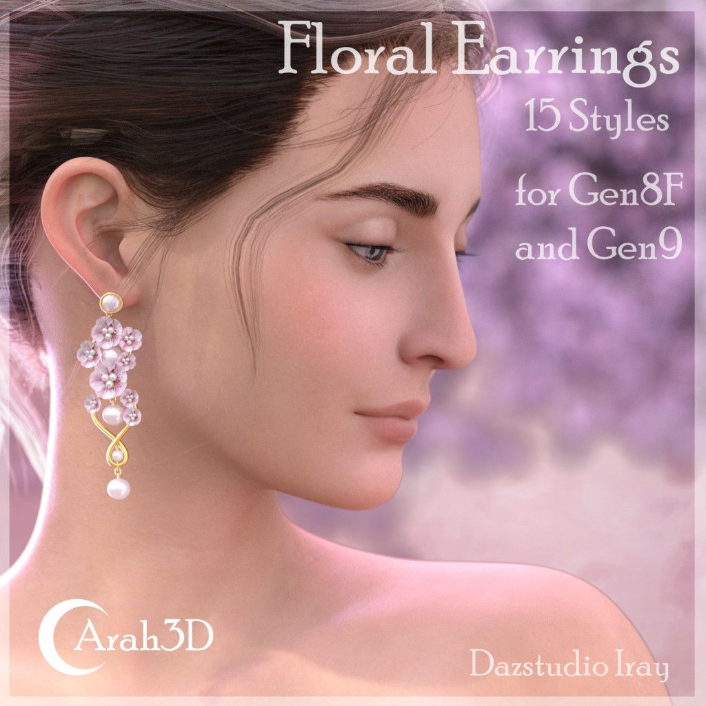 Arah3D Floral Earrings for G8F and G9