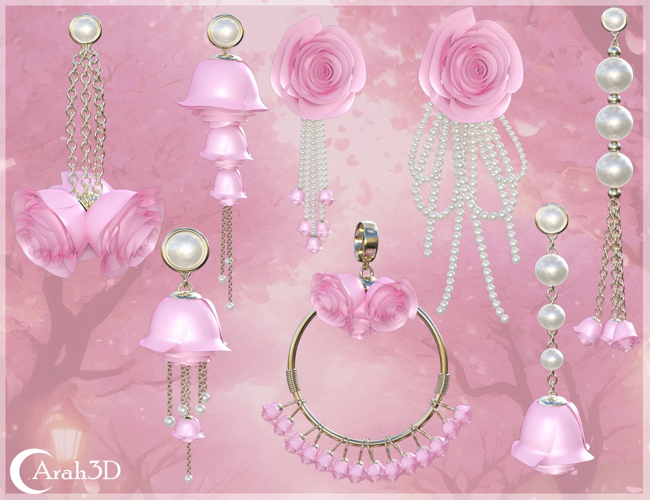 Arah3D Floral Earrings for G8F and G9
