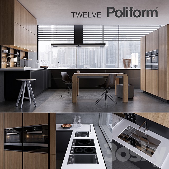 Kitchen Poliform Varenna Twelve 2 (vray GGX, corona PBR)