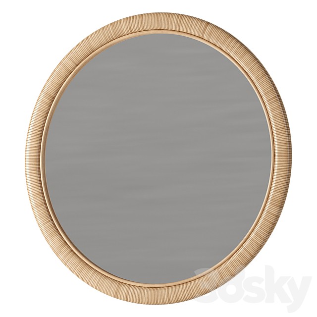 Stevie Coastal Beach Natural Rattan Frame Round Wall Mirror