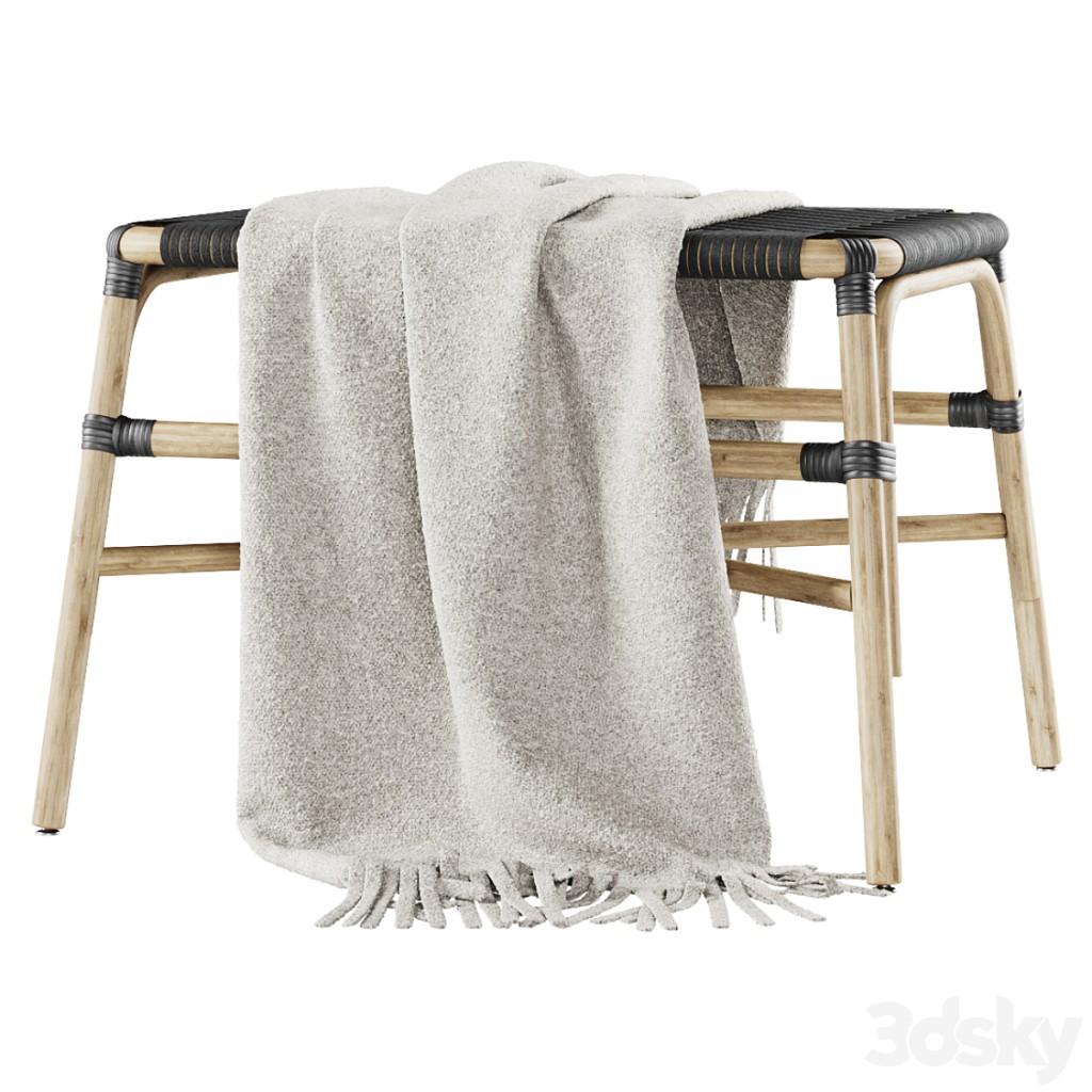 Rattan ottoman MD41 / Rattan upholstered bench