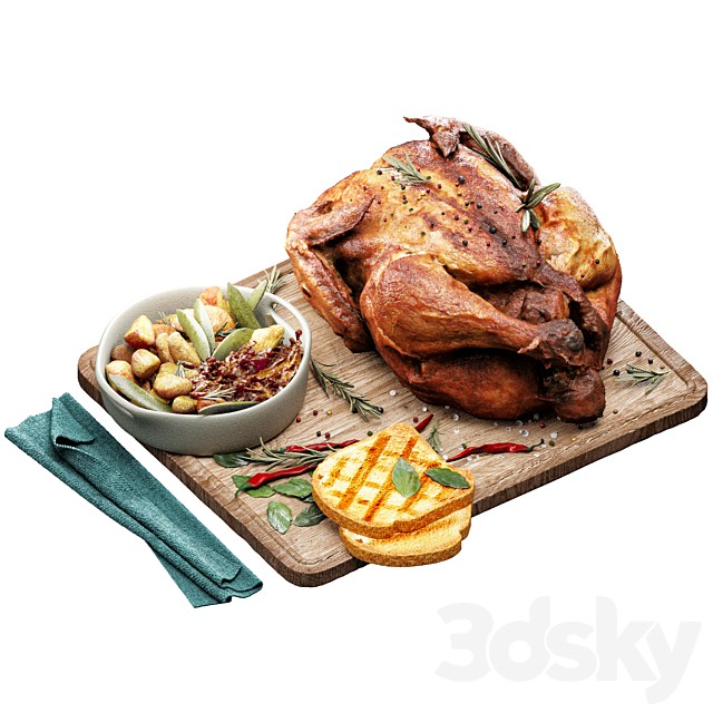 chicken on a board with vegetables 2