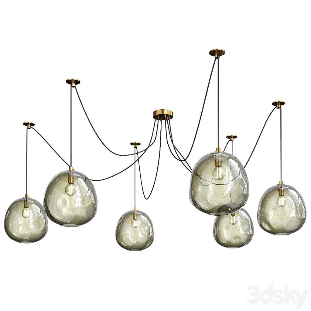 Regina andrew molten spider natural brass and smoke glass chandelier