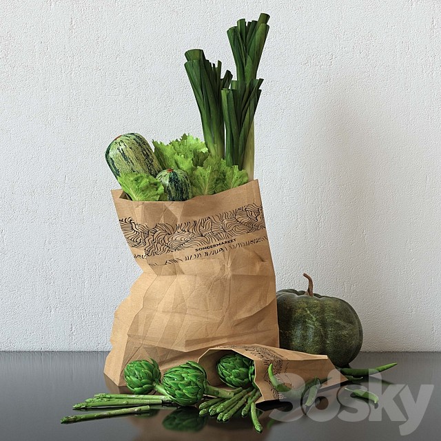 Set of green vegetables