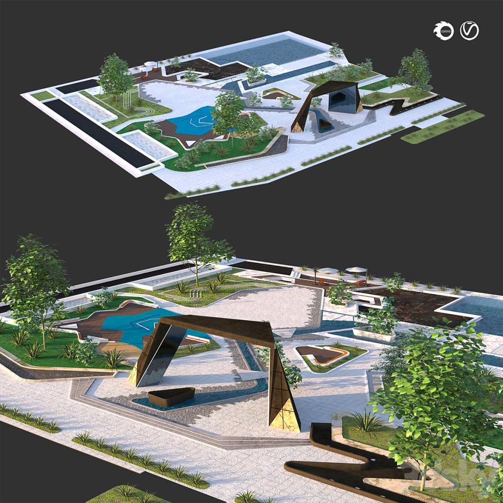Detailed Modern City Park