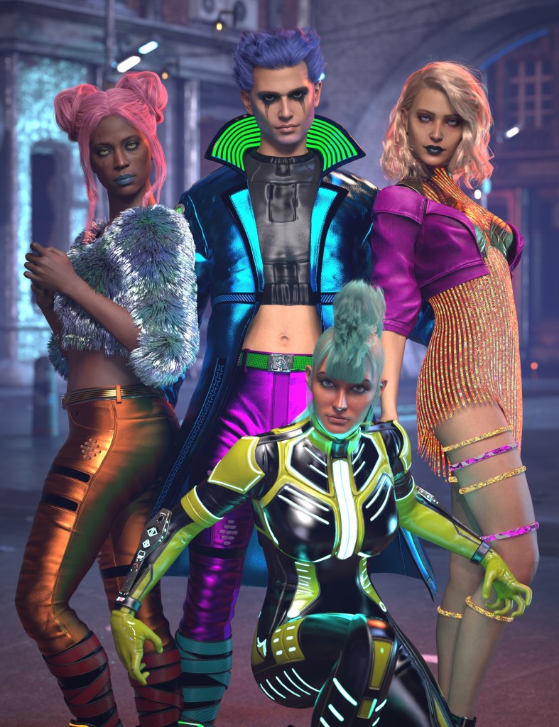 Futuristic Cyber Outfits Bundle for Genesis 9