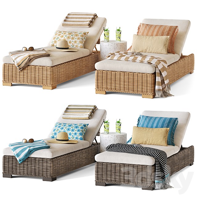 Huntington Wicker Chaise Lounge Pottery Barn