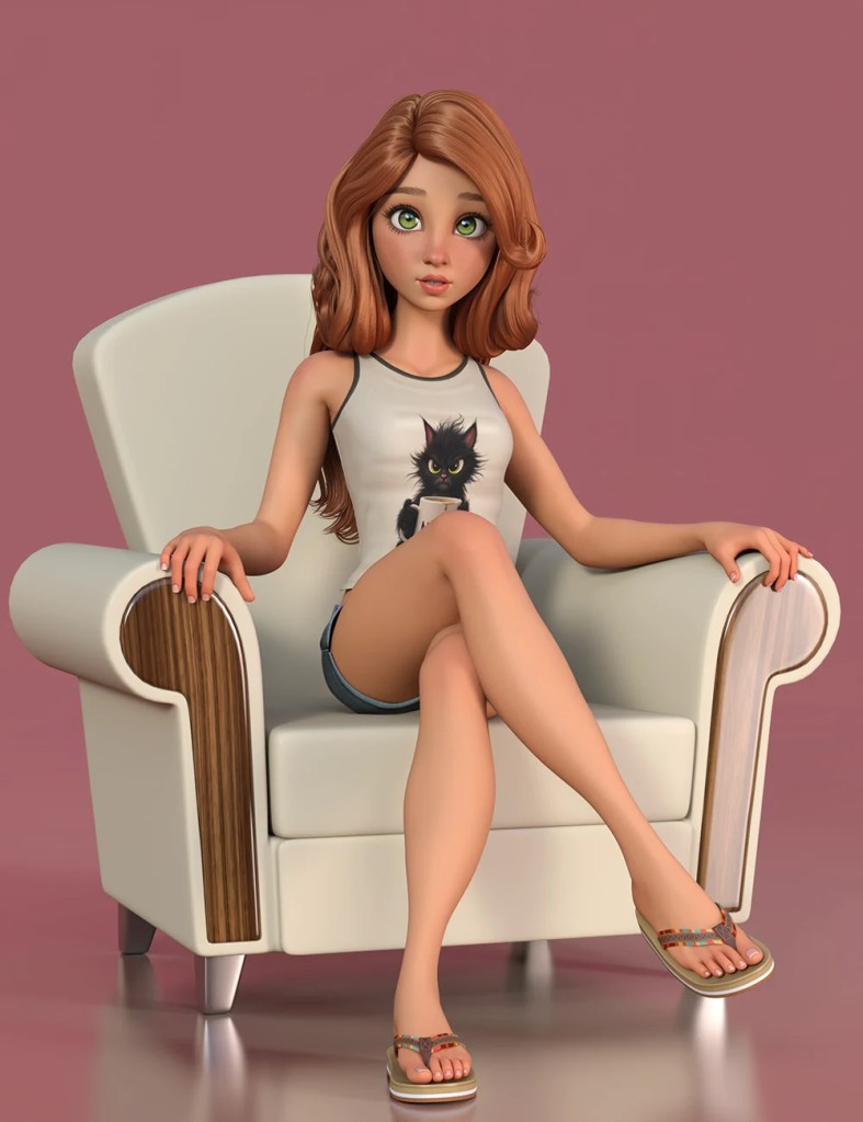 Cartoon Adult Female 2 Character, Hair, and Outfit for Genesis 9