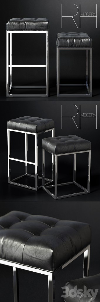 RH / REESE TUFTED LEATHER STOOL