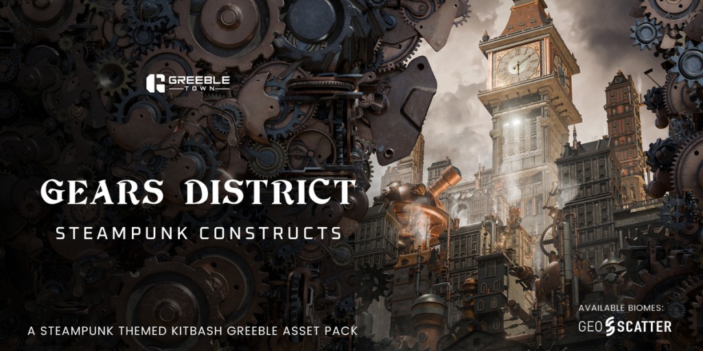 Gears District – Steampunk Constructs Kitbash Buildings