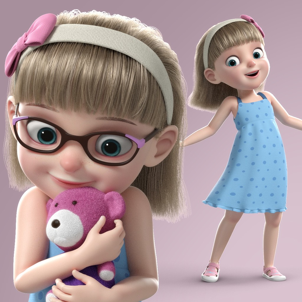 Cartoon Girl Rigged 3D Model