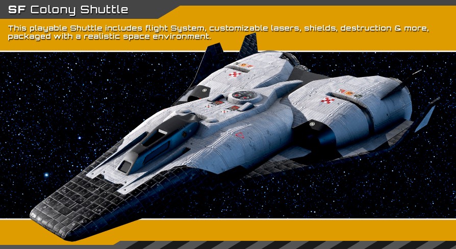 [UE4.27] SciFi Colony Shuttle Spaceship with Flight System