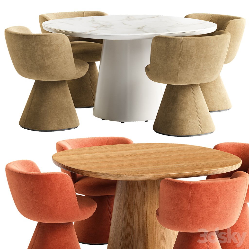 Flair O chair and Allure O table by B&BItalia