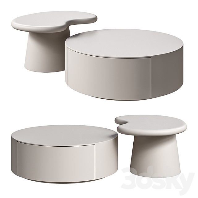 Tyee White Nesting Coffee Table Set with Drawer