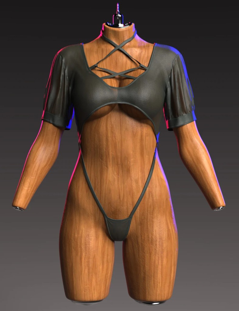 dForce GN Sexy High Slit Bodysuit for Genesis 9, 8.1, and 8 Female