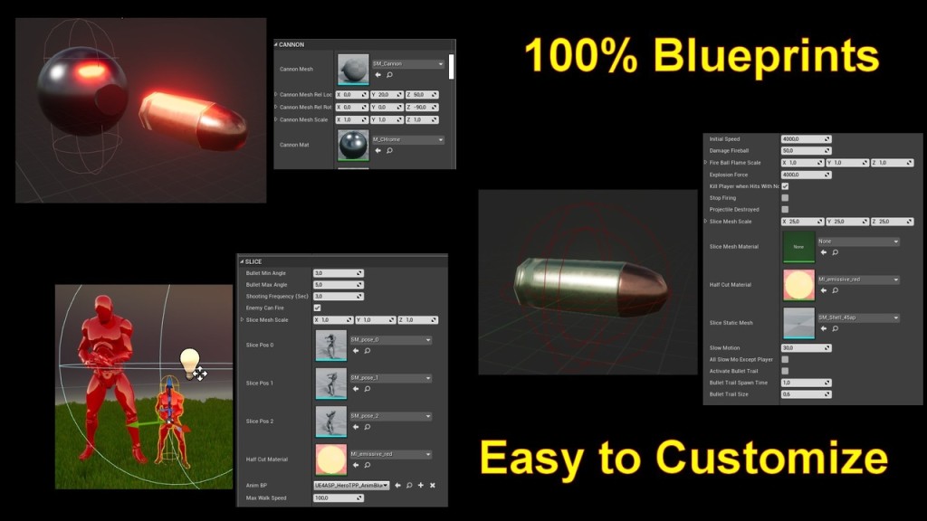 Slice Mesh Shoot Matrix Slow Bullet