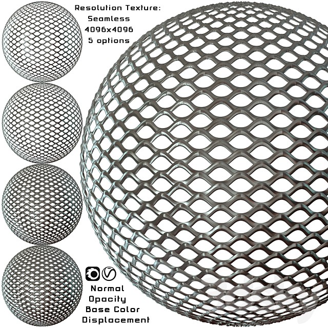 Material: metal perforated corrugated sheet, wave-shaped grating, metal mesh frame