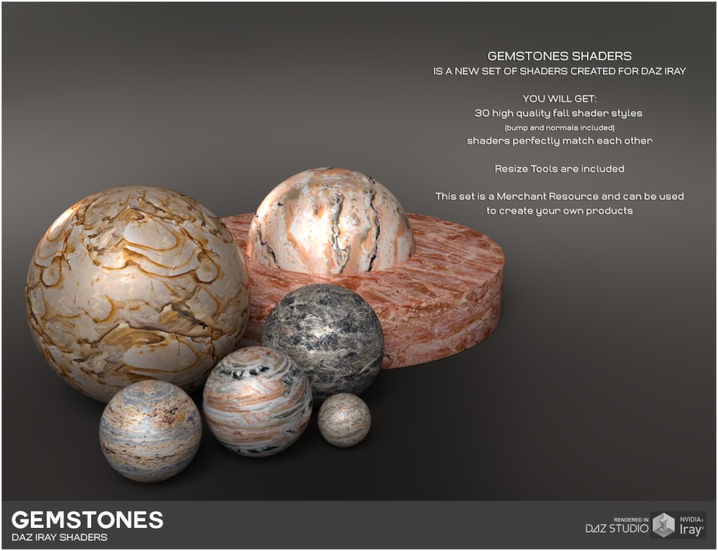 Daz Iray -  Gemstones 2D Graphics 3D Figure Assets Merchant Resources Atenais