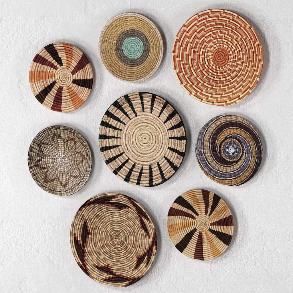 Wicker African wall baskets