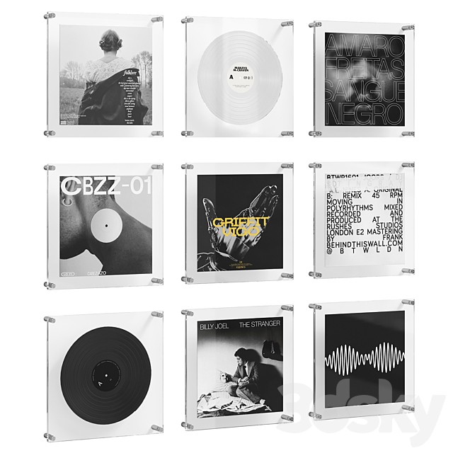 Vinyl records in glass frames_Black