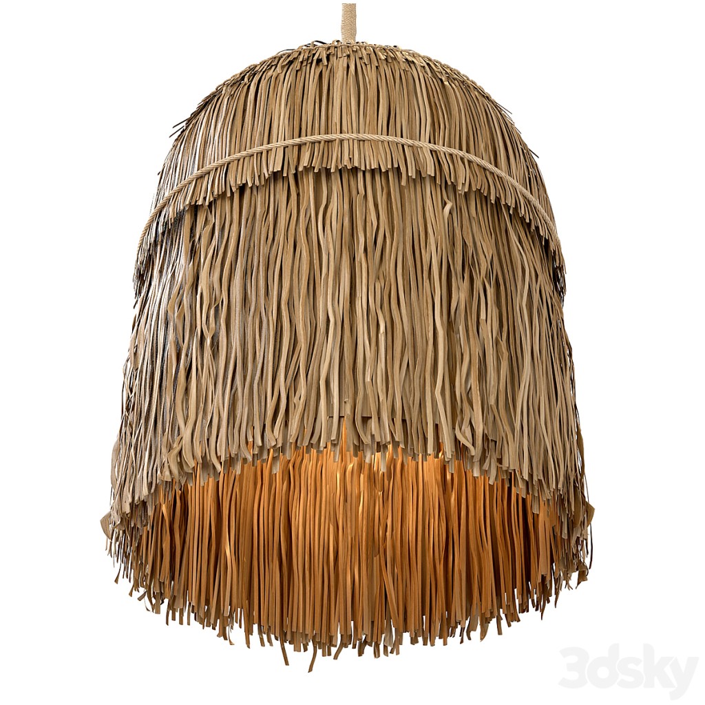 Bell rattan Round grass leaves ceiling pendant lamp Long fringes