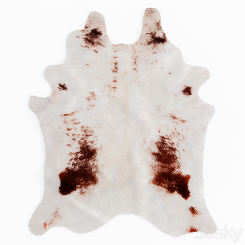 White And Brown Cowhide Animal Rug Fur