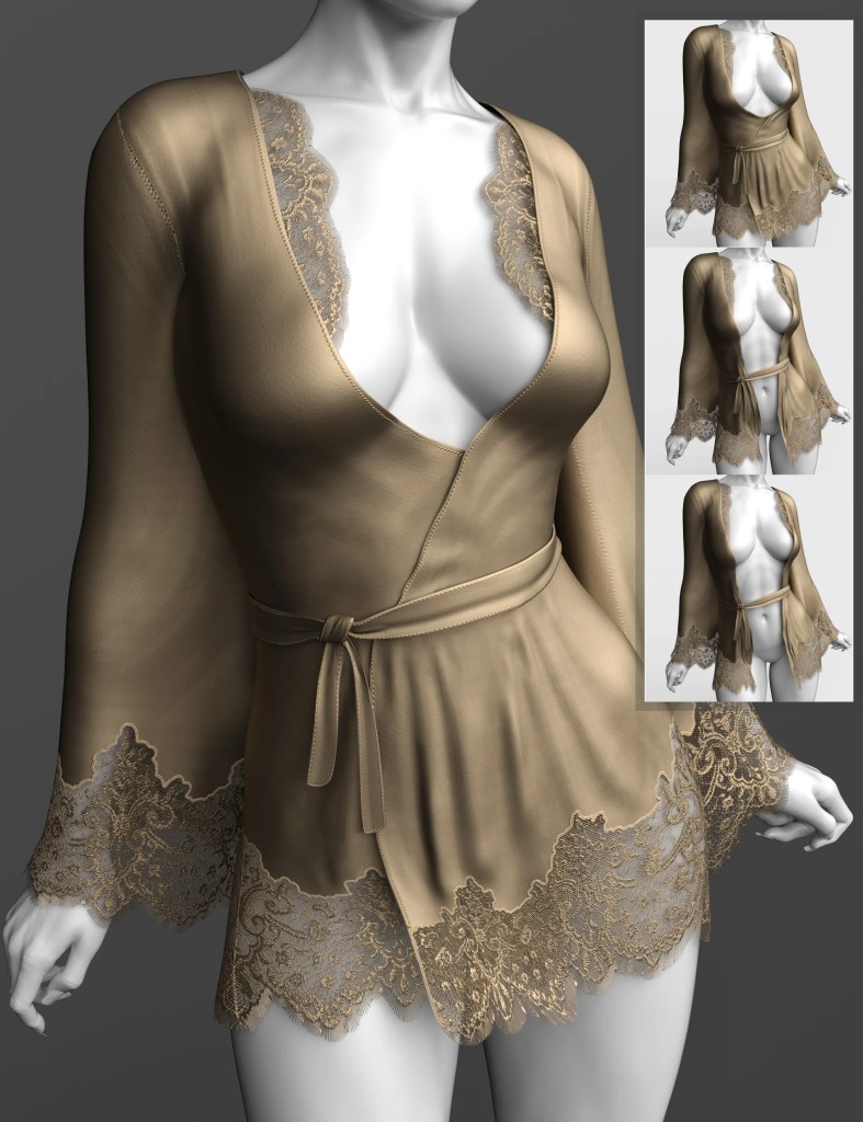 dForce X-Fashion Fantasy Lace Robe for Genesis 9 and 8 Female