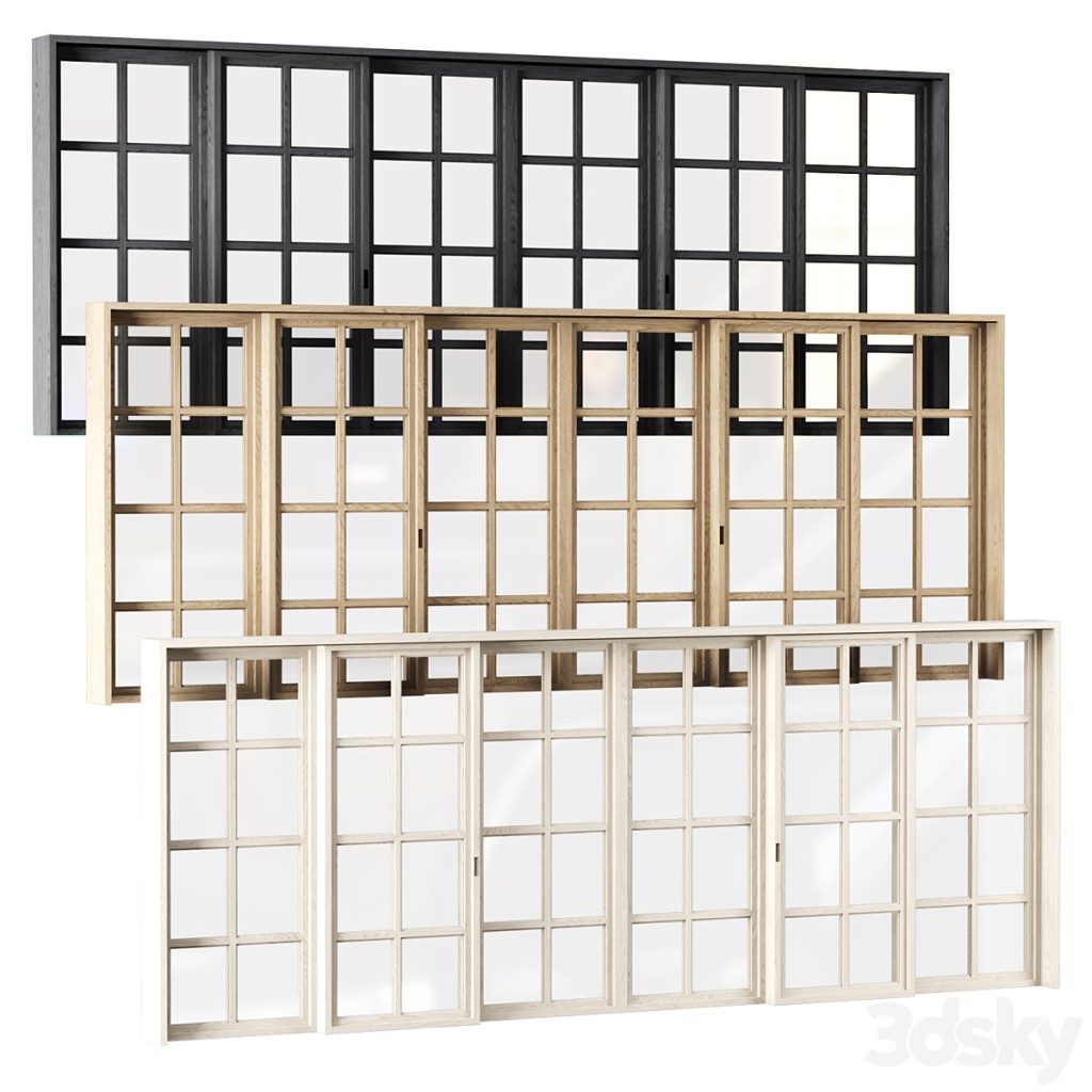 Rectangle wooden windows with doors_v4 / Rectangle wooden windows with doors