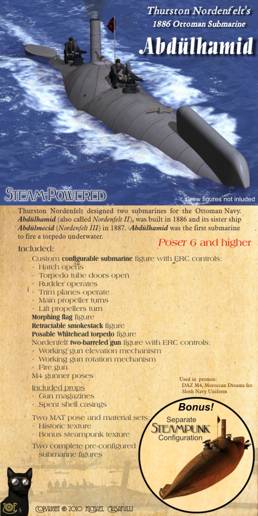 1886 Steam Submarine Abdulhamid