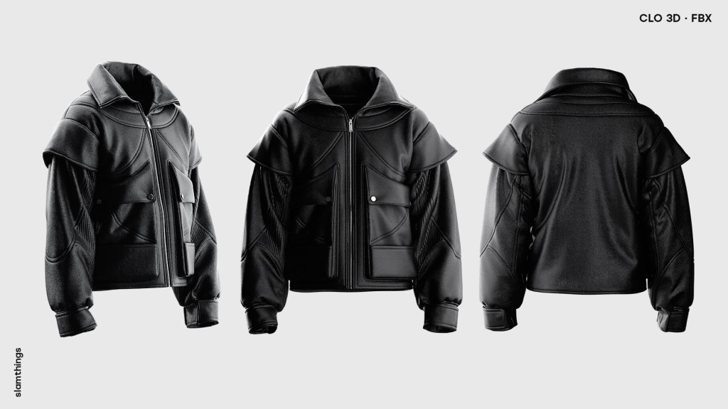Streetwear Leather Jacket #025 - Clo 3D / Marvelous Designer + OBJ / DIGITAL FASHION / HYPEBEAST / FUTURE FASHION - PERSONAL