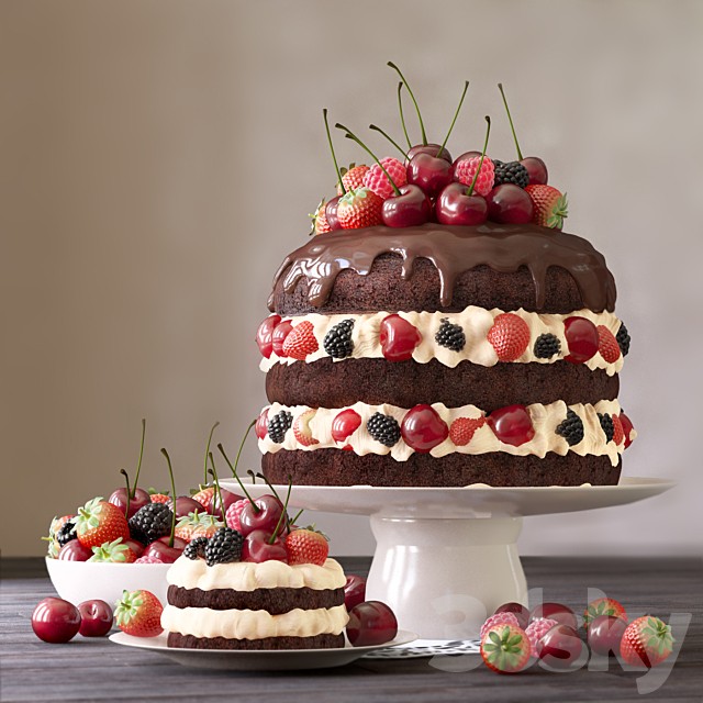 Cake and cake with berries