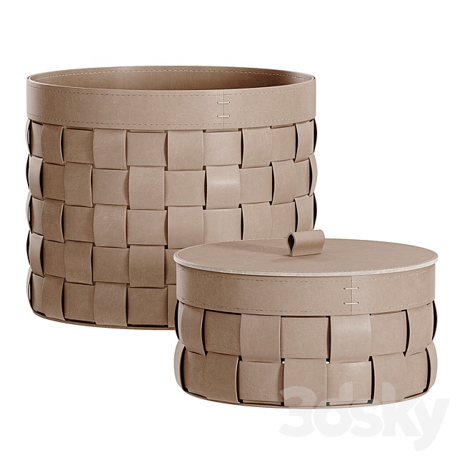 Mondina round leather baskets