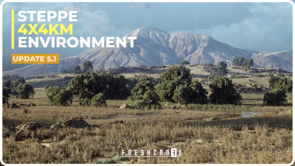 Steppe Environment 4x4km Landscape ( Wetland Landscape, Plain Landscape ) for UNREAL ENGINE
