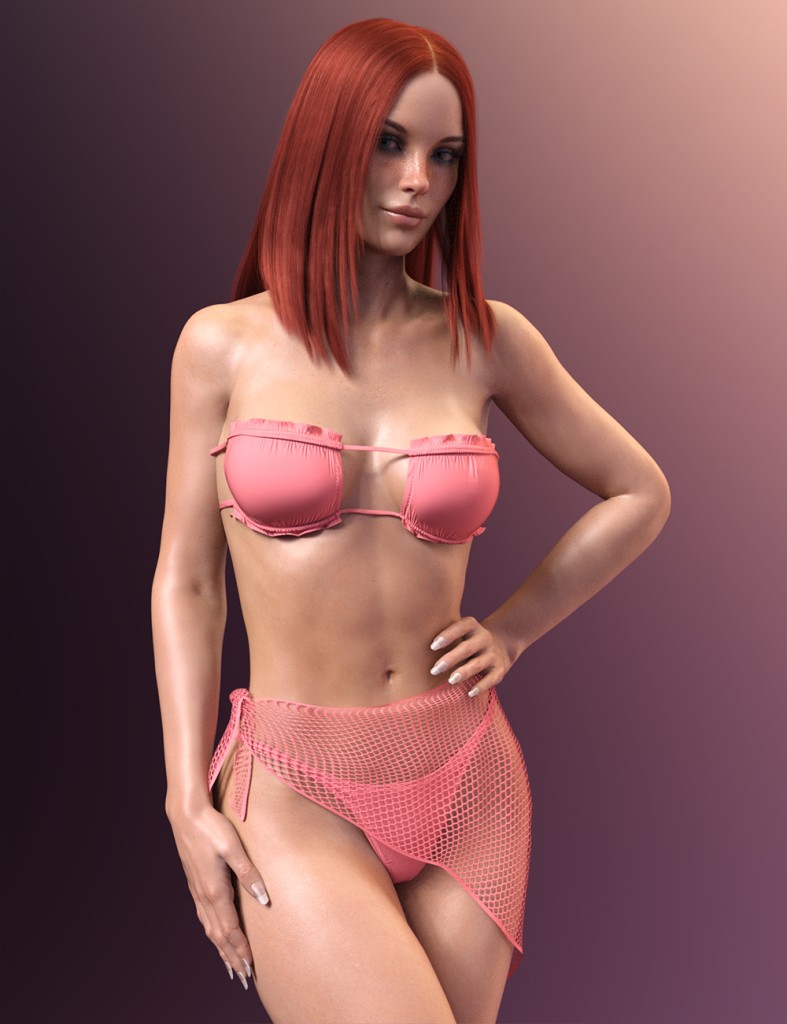 X-Fashion Half Cup Bikini Set With DForce For Genesis 8 And 8.1 Females