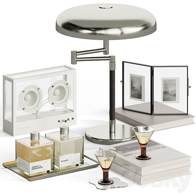 Decorative set with transparent speaker and Ikea Art Deco Grimsö Table Lamp